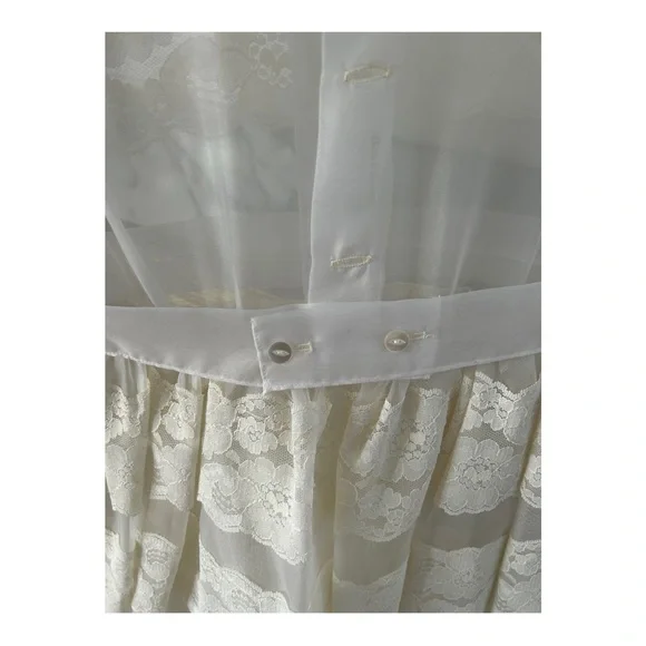 VTG First Holy Communion Dress Cream Lace 3 Piece 80s 90s Dress Slip Scarf READ - Picture 9 of 16